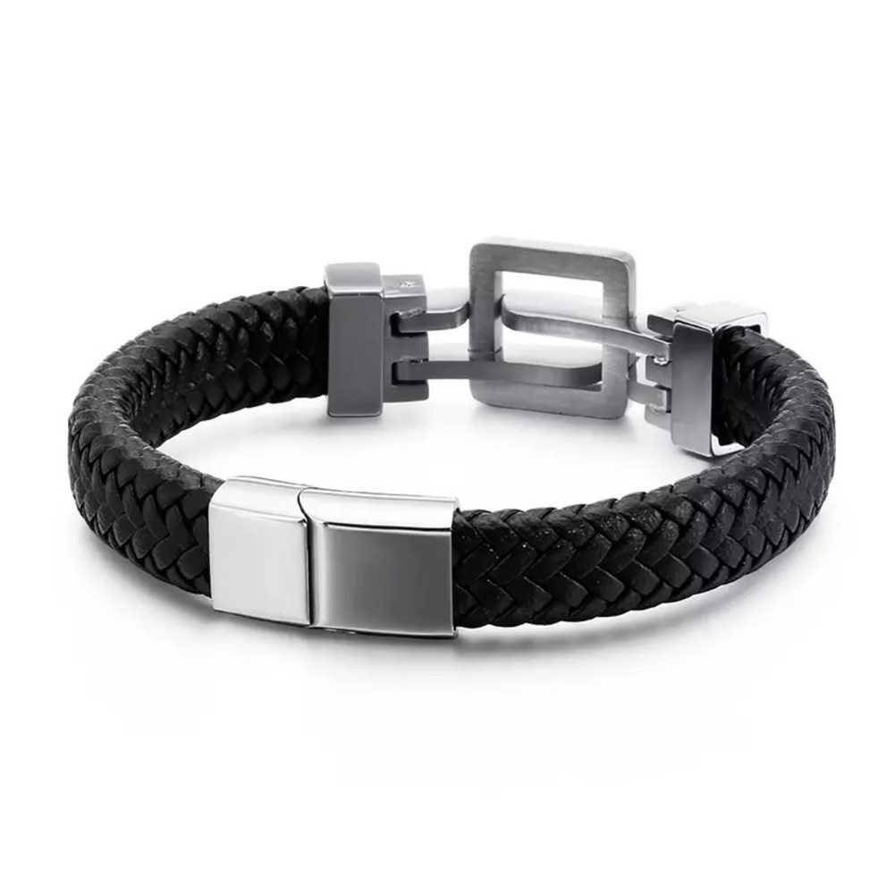 Men Cowhide Warp Bangle Cuff Bracelet - Picture 5 of 6